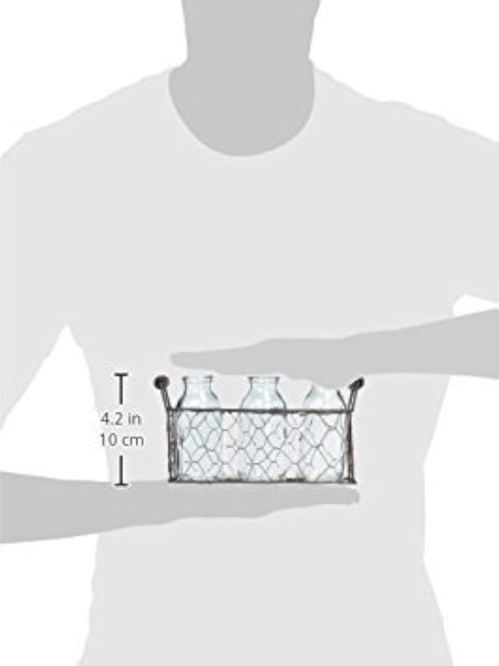Rustic Farmhouse Succulent Centerpiece | 3 Glass Bottles in Wire Caddy - Picture 3 of 3
